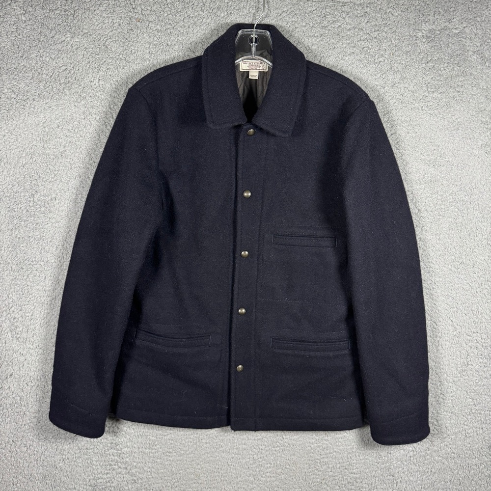 Wallace & Barnes Navy Blue 100% Wool Thinsulate Chore Jacket Mens Small J Crew